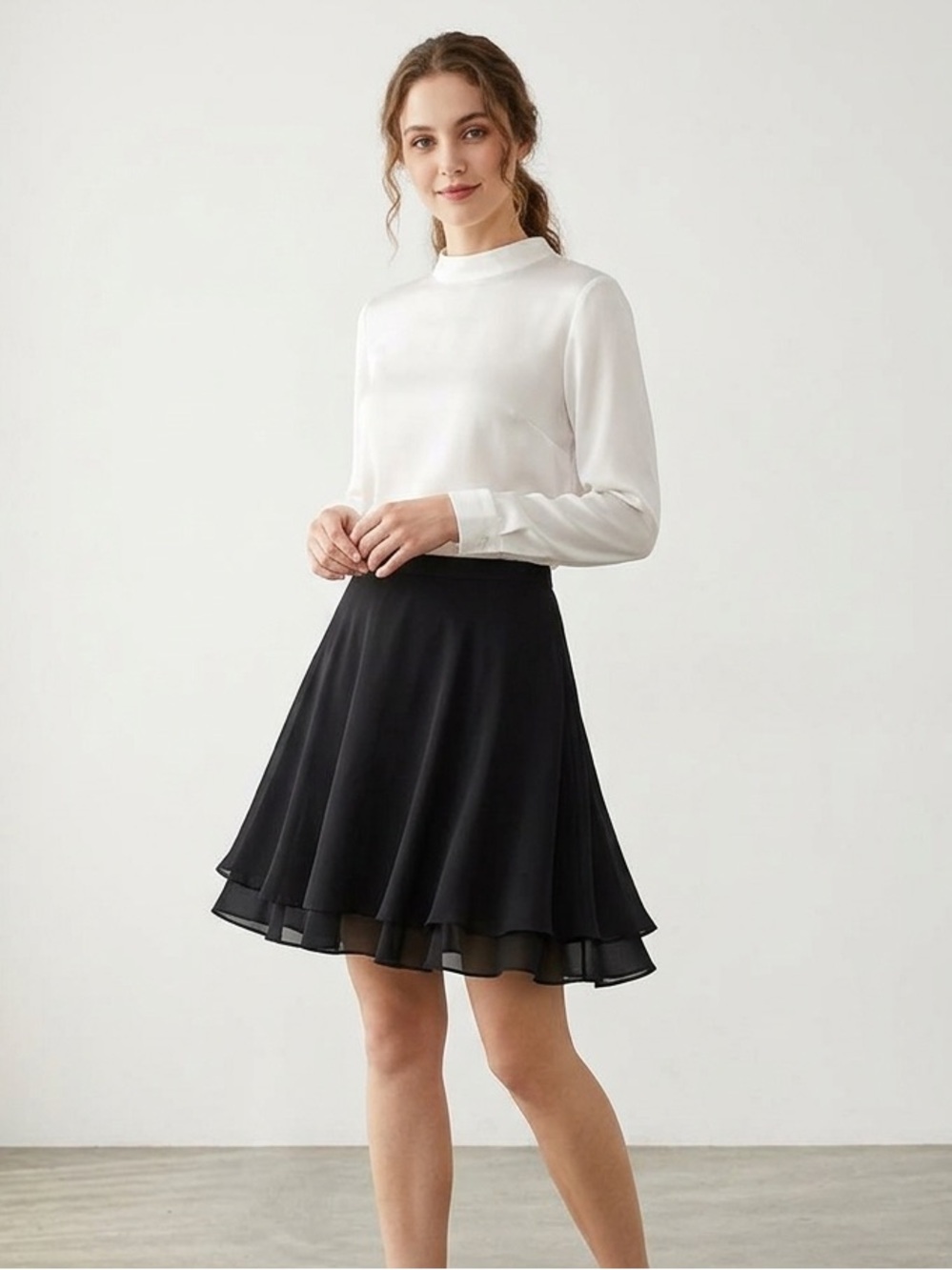Classic Black A-Line Layered Skirt - Women